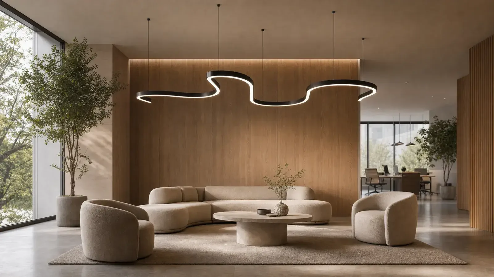 Curved suspended lighting: rings, ovals and custom shapes