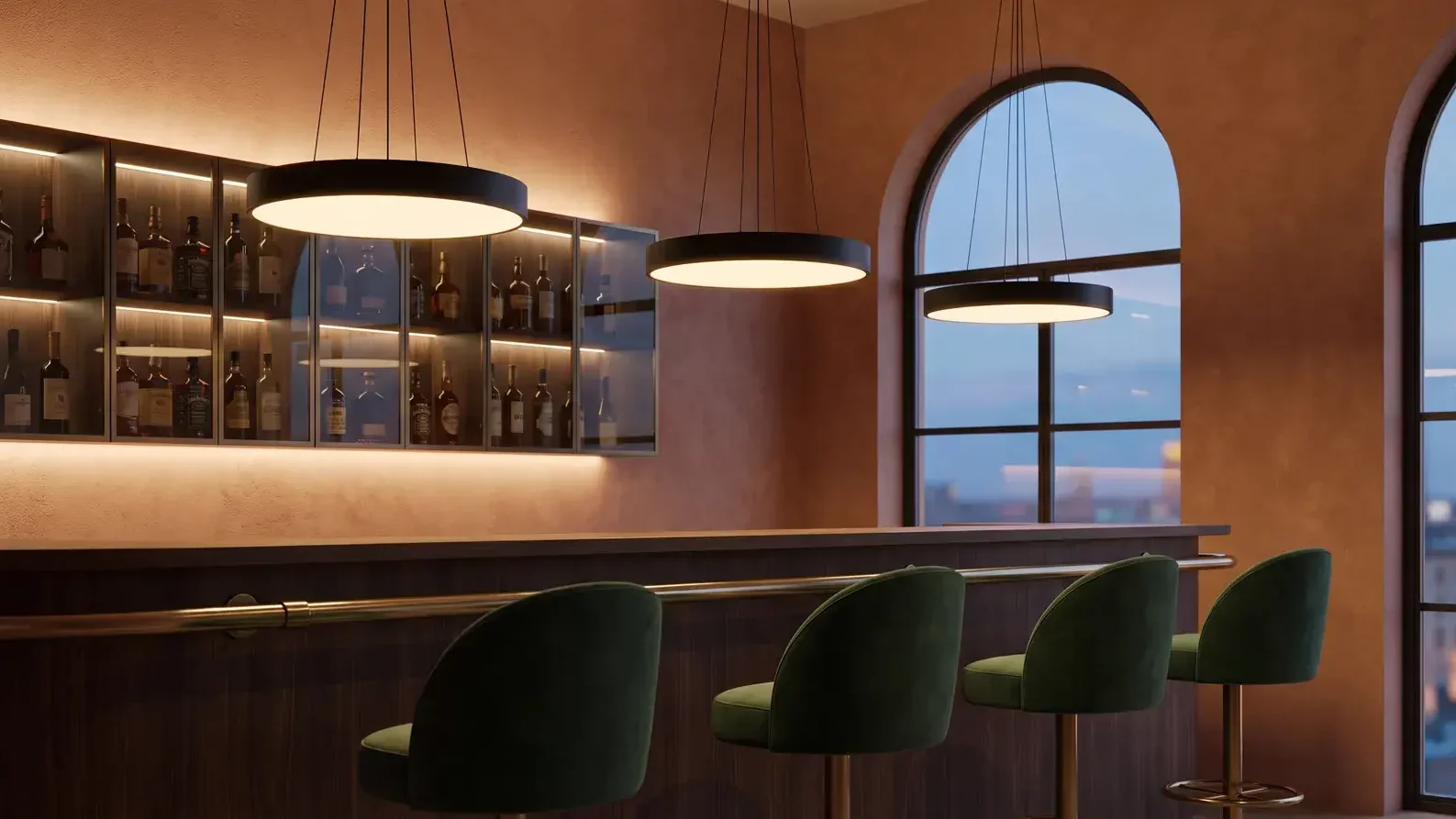 Talla suspended lighting in a hospitality space
